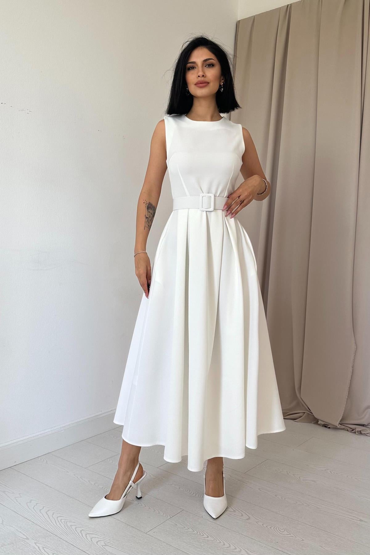 Halter Neck Flared Dress