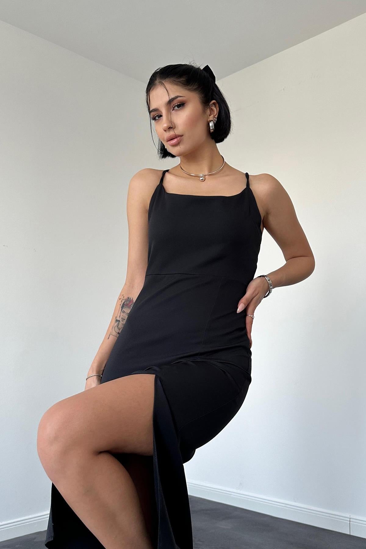Low Back Dress - Black