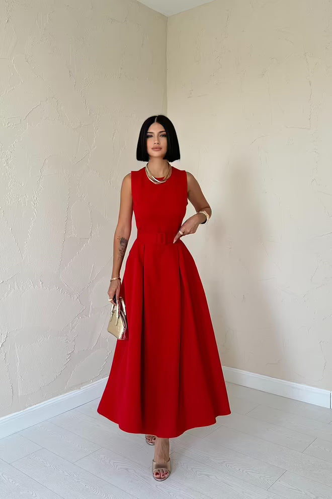 Halter Neck Flared Dress