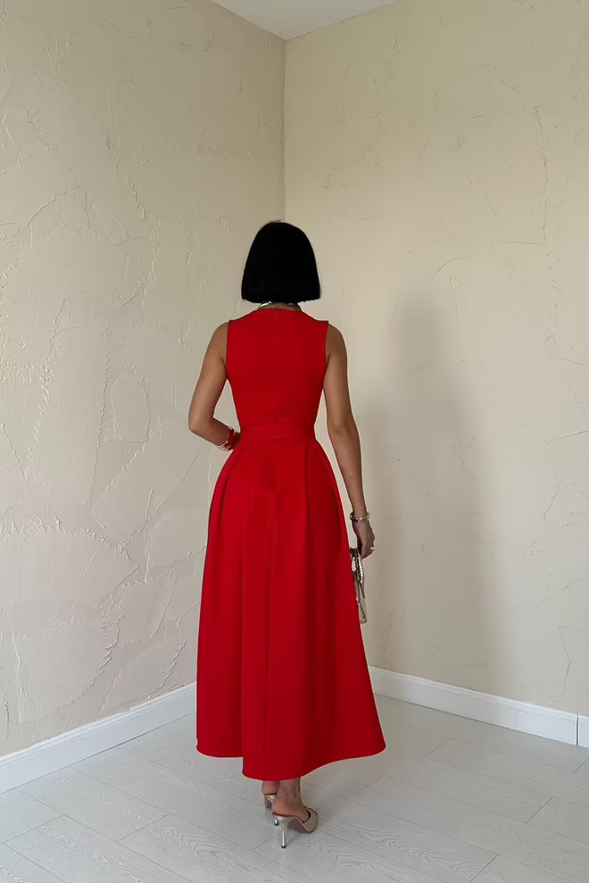 Halter Neck Flared Dress