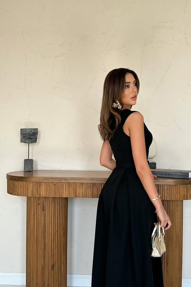 Halter Neck Flared Dress