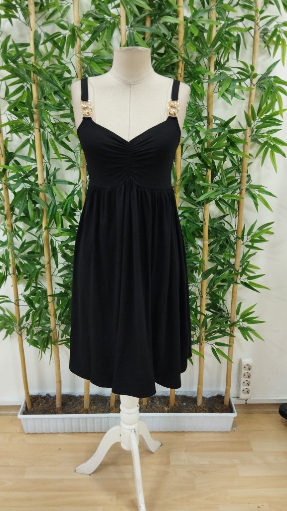 Women's V-Neck Short Viscose Dress With Rope Strap