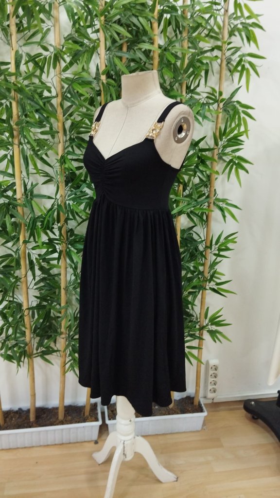 Women's V-Neck Short Viscose Dress With Rope Strap