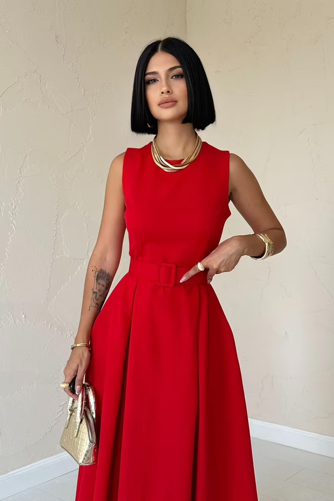 Halter Neck Flared Dress