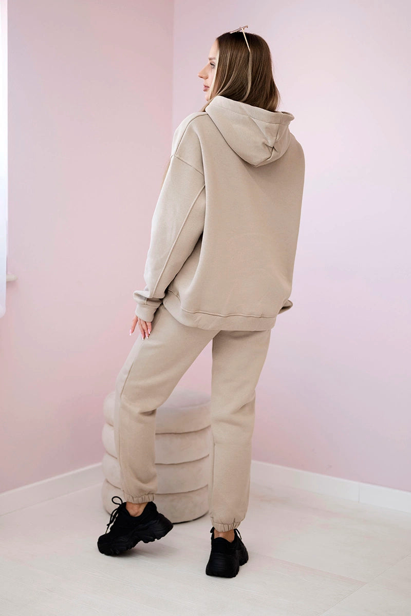 Insulated cotton set, sweatshirt with embroidery + pants