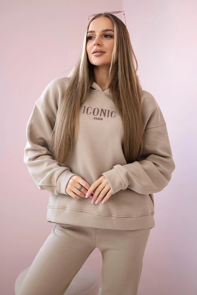 Insulated cotton set, sweatshirt with embroidery + pants