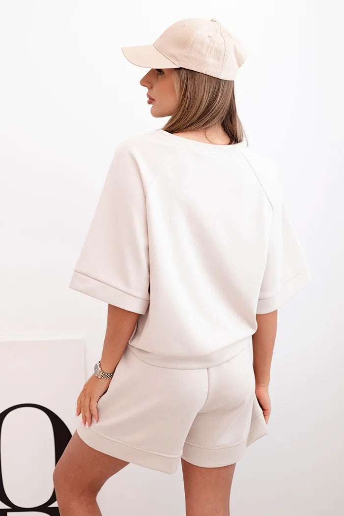 Women's butter set with a short-sleeved blouse and shorts with an elastic band