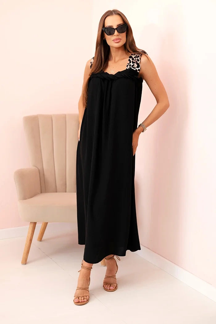 Women's dress with leopard print straps