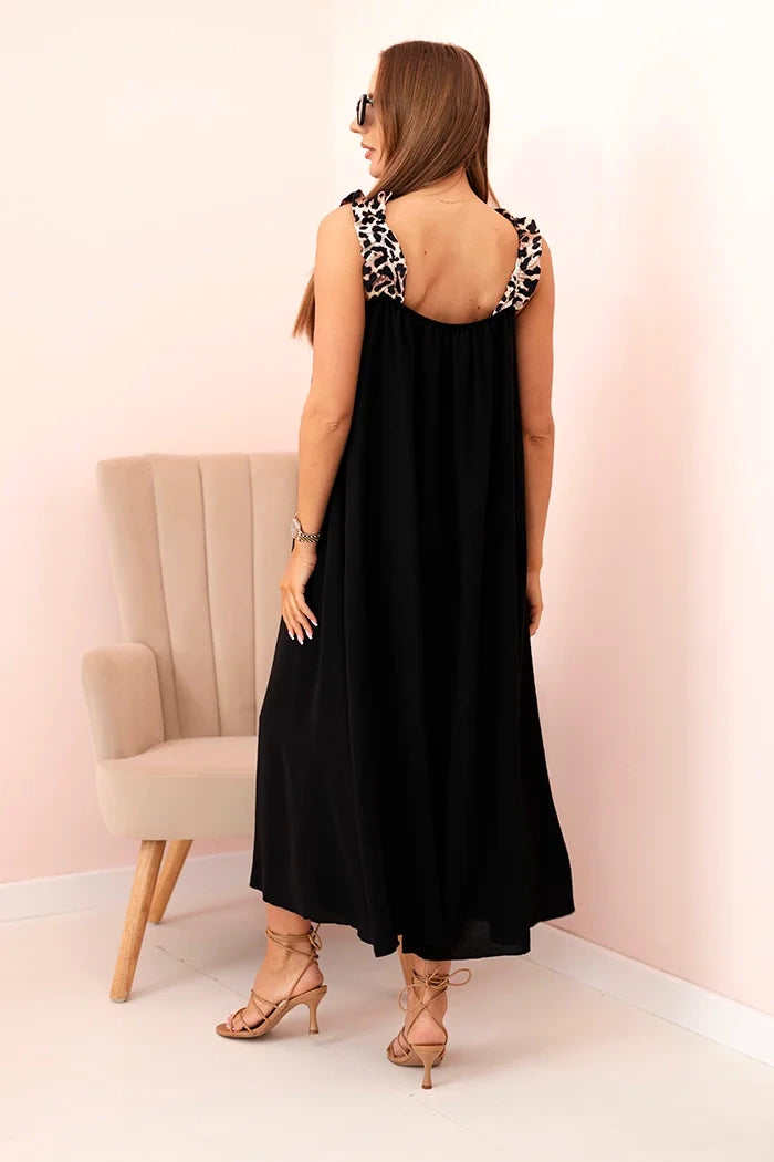 Women's dress with leopard print straps