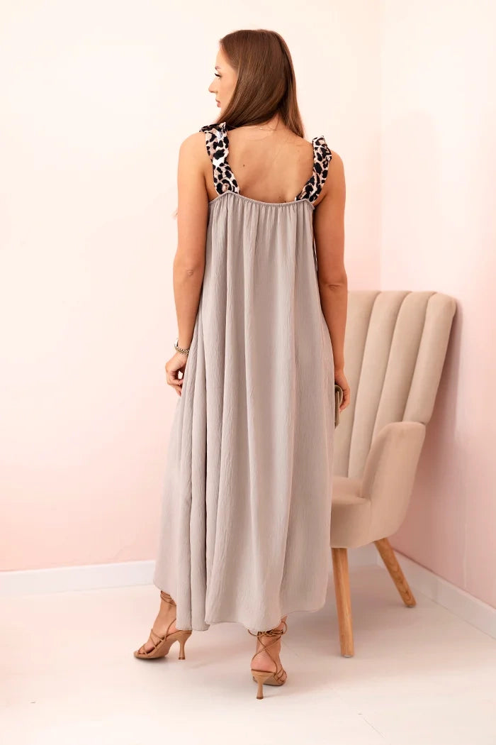 Women's dress with leopard print straps