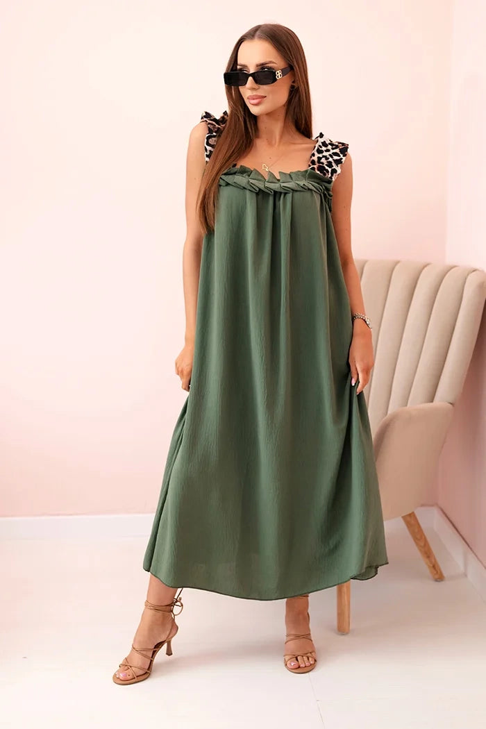 Women's dress with leopard print straps