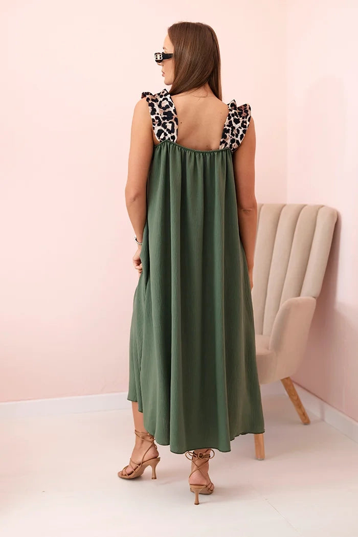 Women's dress with leopard print straps