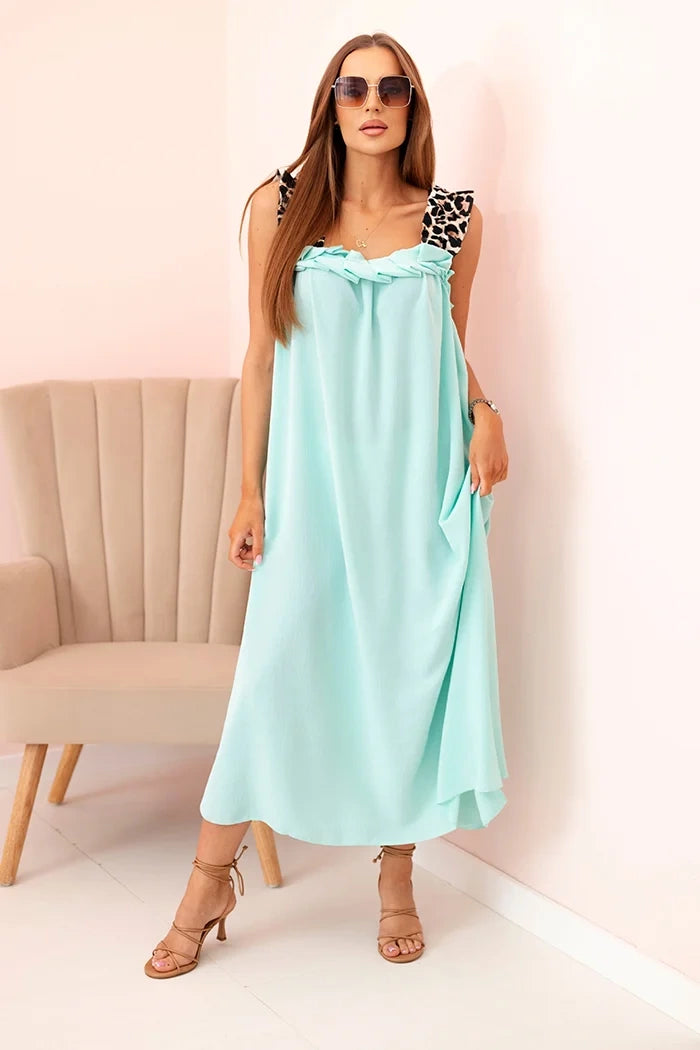Women's dress with leopard print straps