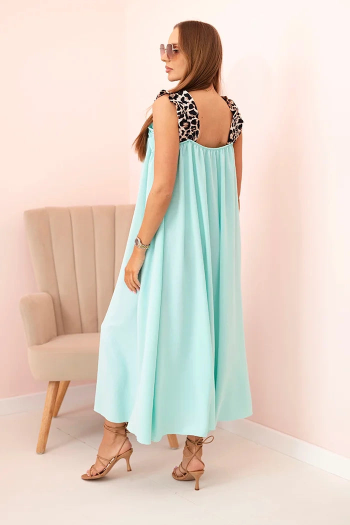 Women's dress with leopard print straps