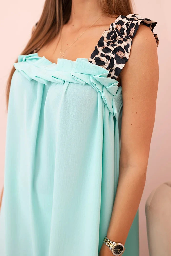 Women's dress with leopard print straps