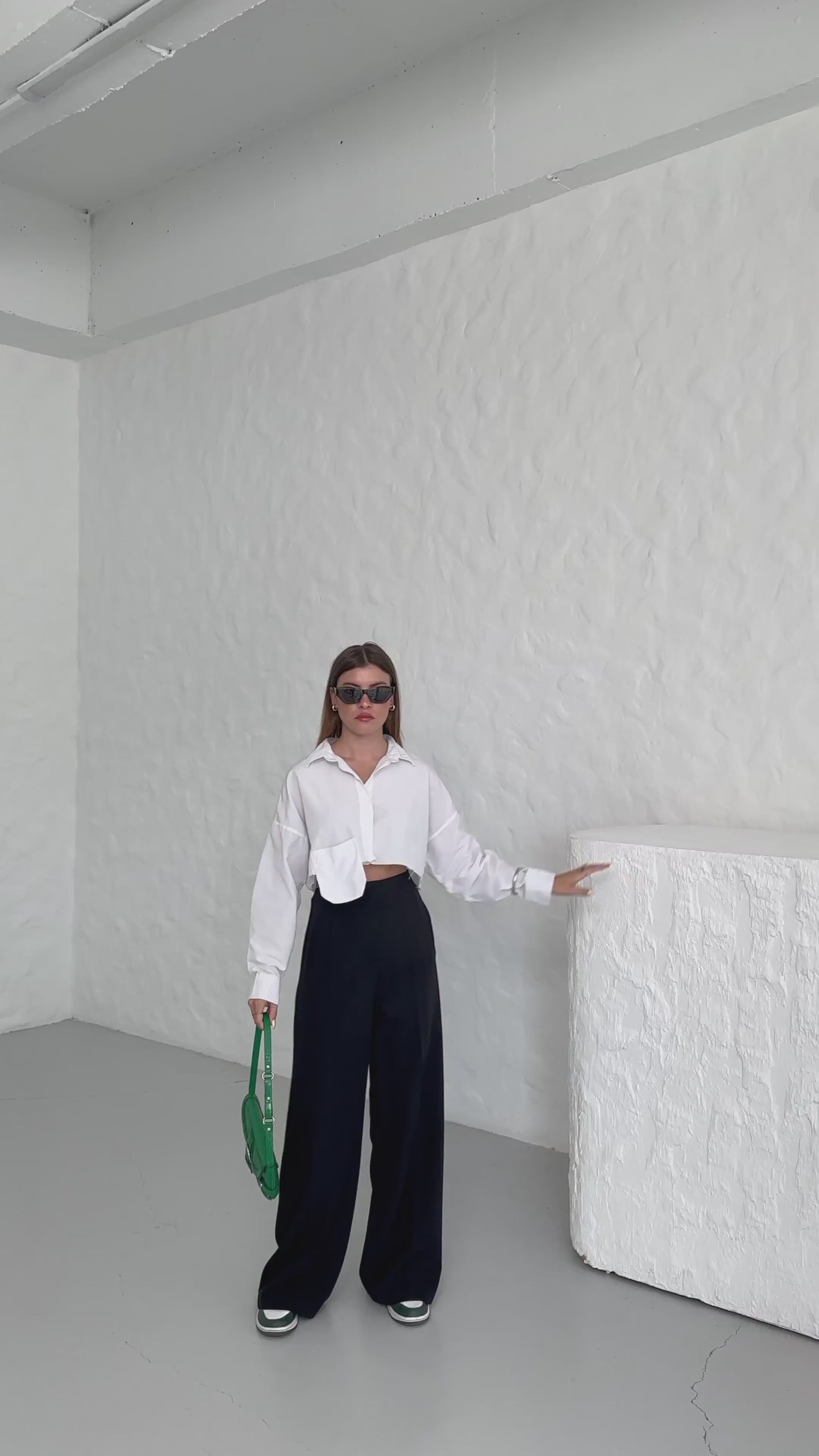 High Waist Darted Palazzo Trousers